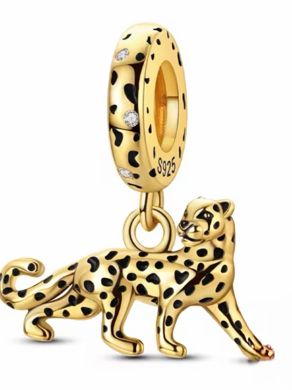 Pandora Gold and Black Leopard Dangle Charm